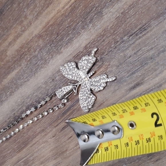 New Butterfly Pendant Necklace Rhinestone Chain Crystal - Picture 6 of 8